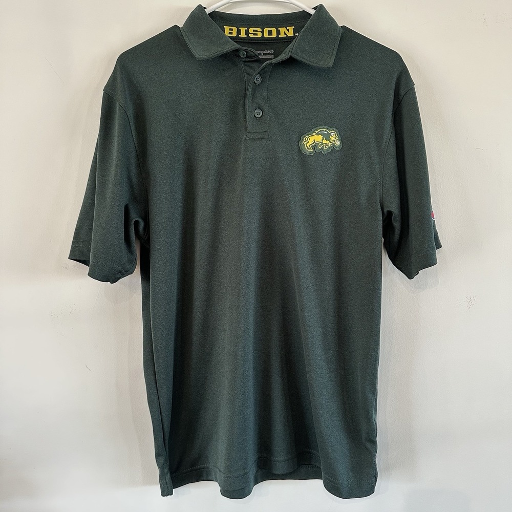 Men's NDSU Bison Green Polo Shirt Small‎ Champion Embroidered Logo Green